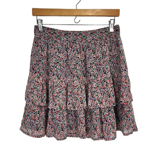 Boden NWT Ruffle Mini Skirt 6 Ditzy Floral Lined Metallic Accent Flowy Fairycore - Picture 1 of 10